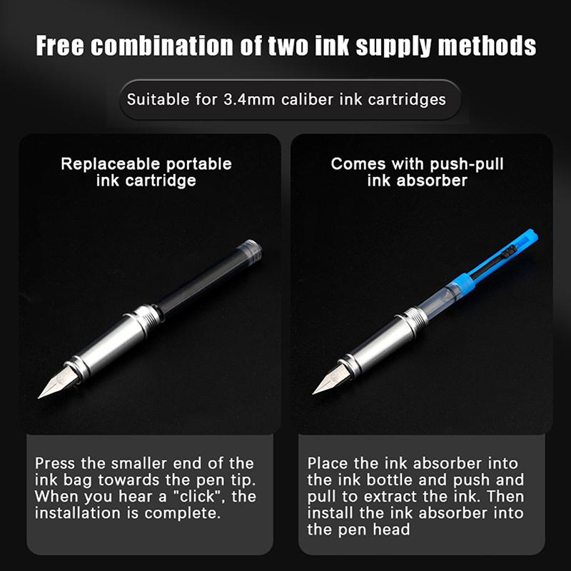 High Quality 0.38Mm Extra Fine Nib Fountain Pen Stainless Steel Extremely Business Office Supplies Gift