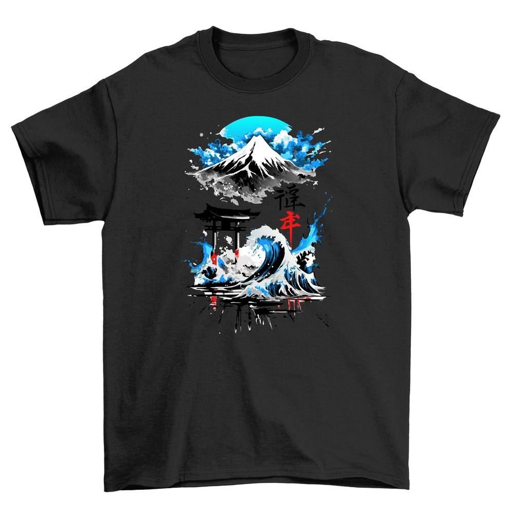 

Anime Mountain Water t-shirt - Ride the Wave in Style! Japanese-inspi red design, L