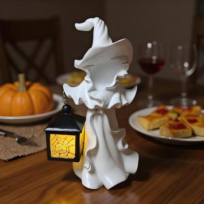 Witch Figurines And Statues Halloween Figurines Spooky Witch With Lamp Home Decor Party Decorations For Holiday Indoor Outdoor