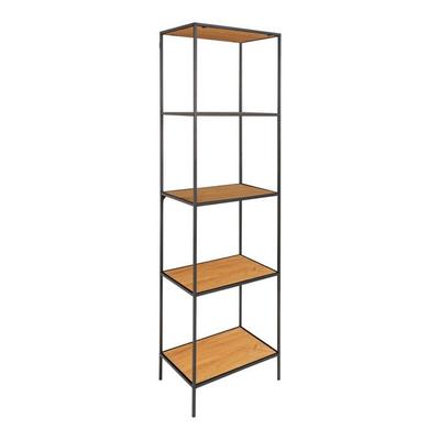 5-tier Shelf In Oak Look with Black Frame 51 X 36 X 170 Cm