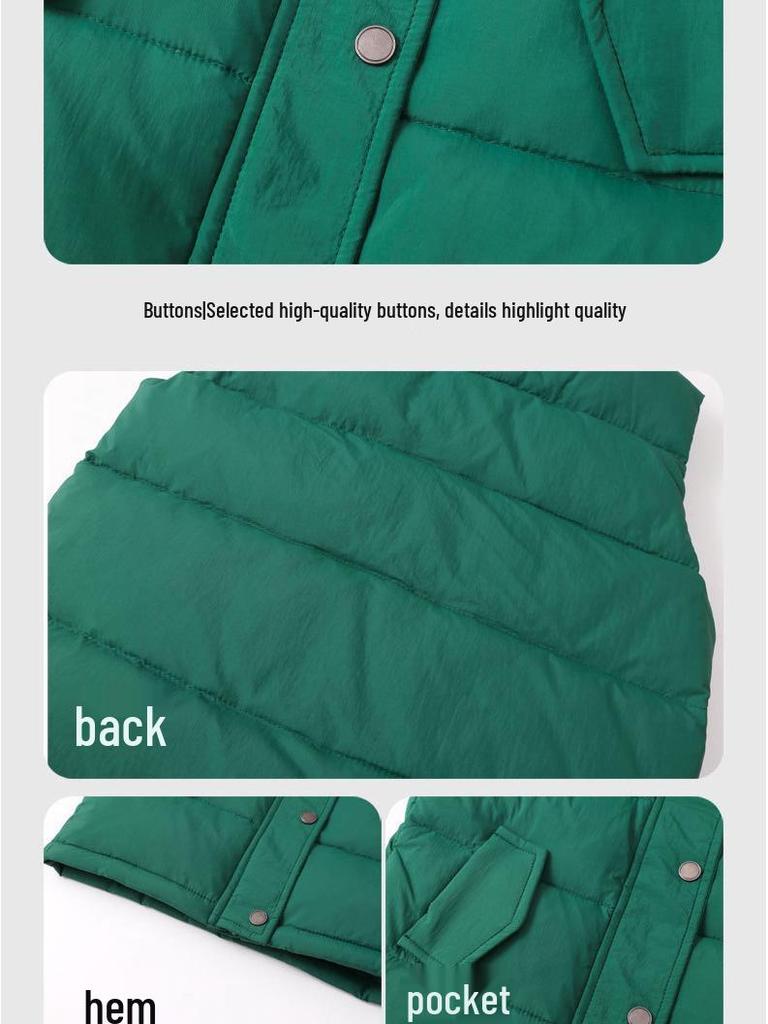 Kids' Stand-Up Collar Winter Down Vest - Boys' Thickened Korean Style Outerwear