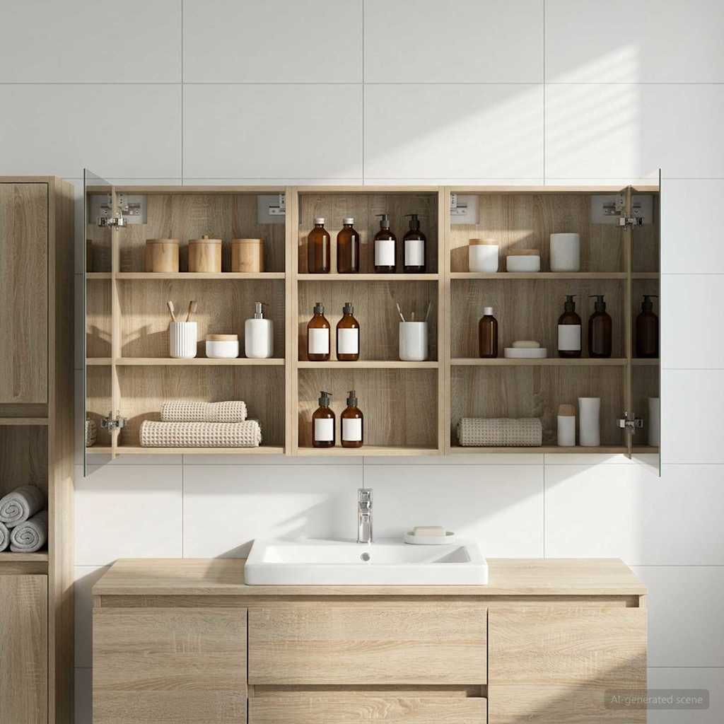 Bathroom Cabinet Set 3 Pcs 140 X 14.5 X 70 Cm Particleboard