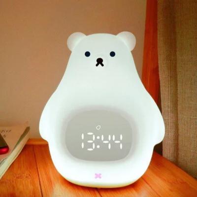 Novelty Extra Large White Bear Alarm Clock Light for Friends Charging Bedlight Bedroom Birthday Gift Cartoon Night Light