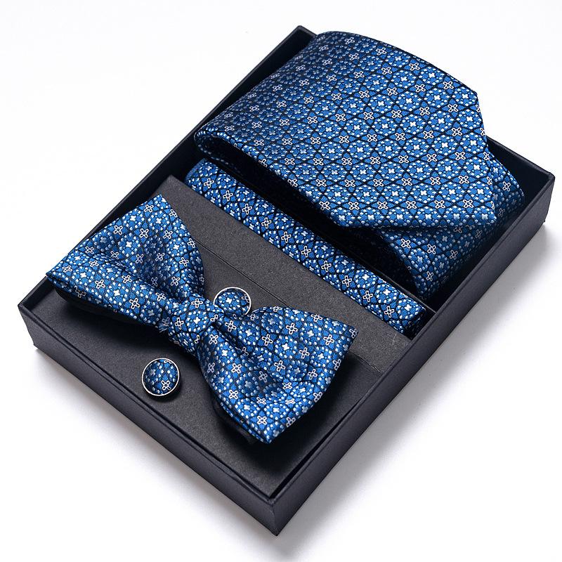 Men'S Business Dress Party Tie Gift Box Fashion Tie Square Scarf Combination Set Tie Bow Tie Set