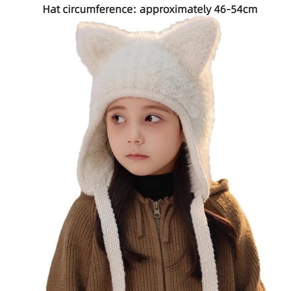 New Winter Kids Knitted Hat Warm Beanie Cap with Cat Ears Cartoon Child Bonnet Hats For Girls Boys