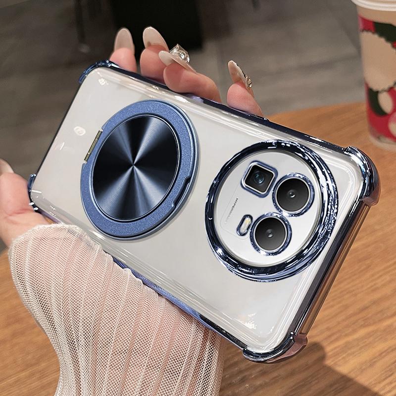 For Realme GT8 Pro Case Soft Clear Luxury Plating Magnetic Bracket Protection Phone Cover For Realme GT8 Shell Shockproof Bumper
