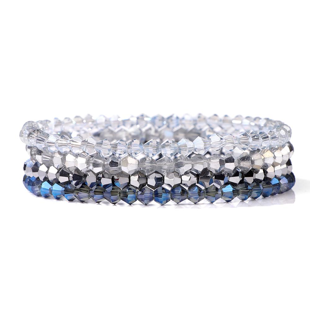 Set da 4 Pezzi Braccialetti Elastici con Perline di Cristallo Lucido Bohemien Facettati Colorati Braccialetti con Perline di Vetro di Cristallo Set di Braccialetti per Donne