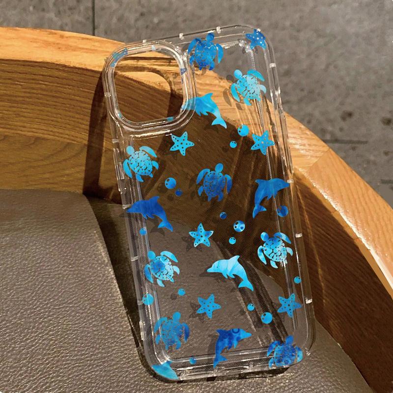Clear Starfish & Dolphin Pattern Phone Case For  13T 12T 11T Mi 14 13 12 11 Lite 5G NE Poco X3 Pro Anti-Shock Airbag Cover
