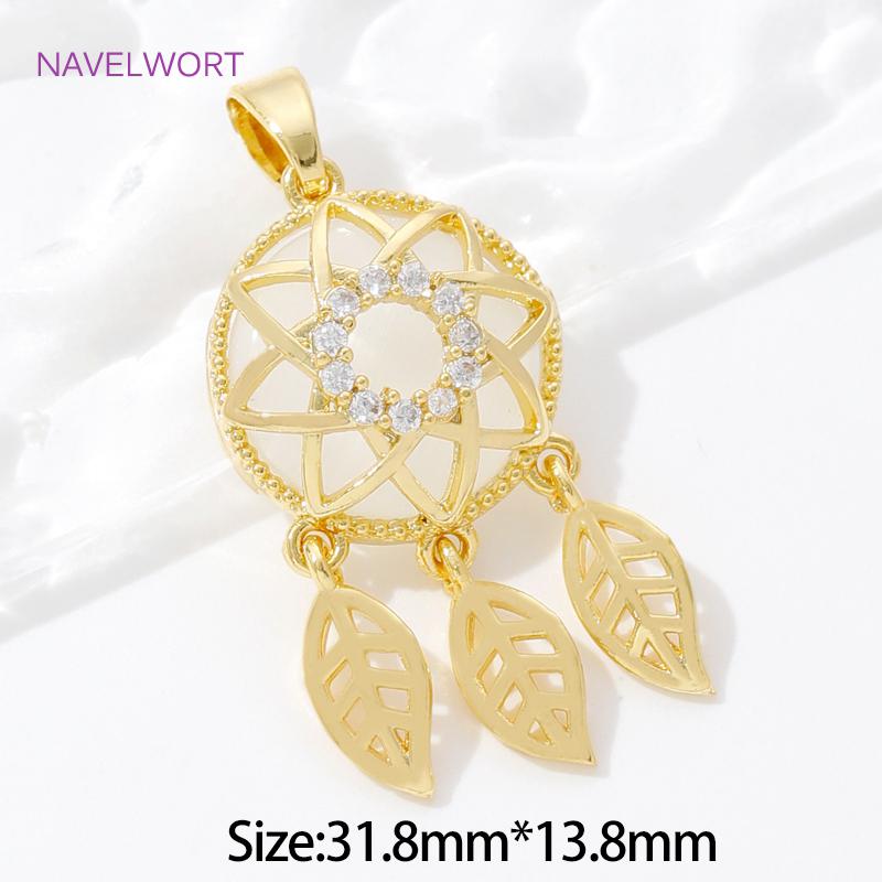 

Trendy 18K Gold Plated Brass With Zircon Dream Catcher Charm Pendant For Necklace Jewelry Making Supplies DIY Accessories 1 piece
