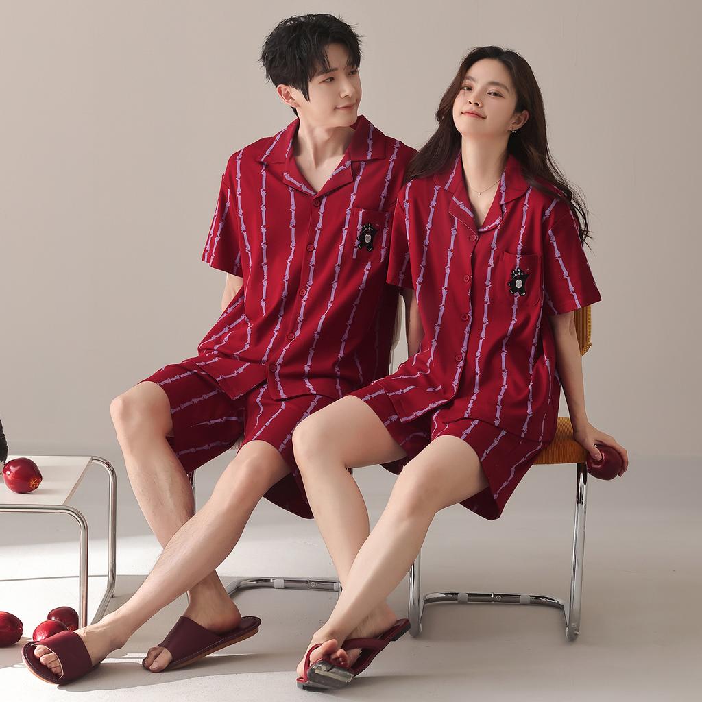 Couple Pajamas 1011 New Summer Cotton Short-sleeved Shorts Wedding Men and Women Loungewear Set