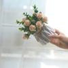 Elegant Artificial Rose Flowers with Small Vase Faux Florals Potted Plant for Indoor Desktop Decoration and Gift Giving