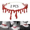2Pcs Halloween Party Costumes Necklace for Women Funny Joke Blood Choker Necklace Scary Party Favors Decorations for Girls