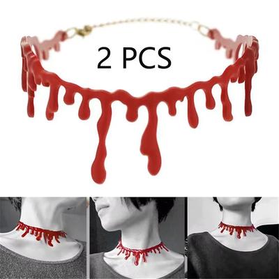 2 Piezas Disfraces de Fiesta de Halloween Collar para Mujeres Divertido Broma Gargantilla de Sangre Collares Favores de Fiesta Aterradores Decoraciones para Niñas