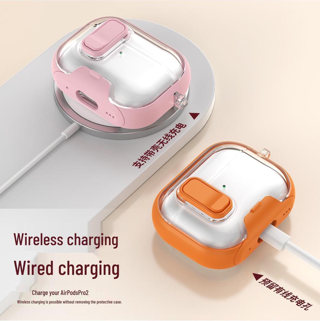 Transparent Color-Block Protective Case with Stand for AirPods Pro 2nd Gen