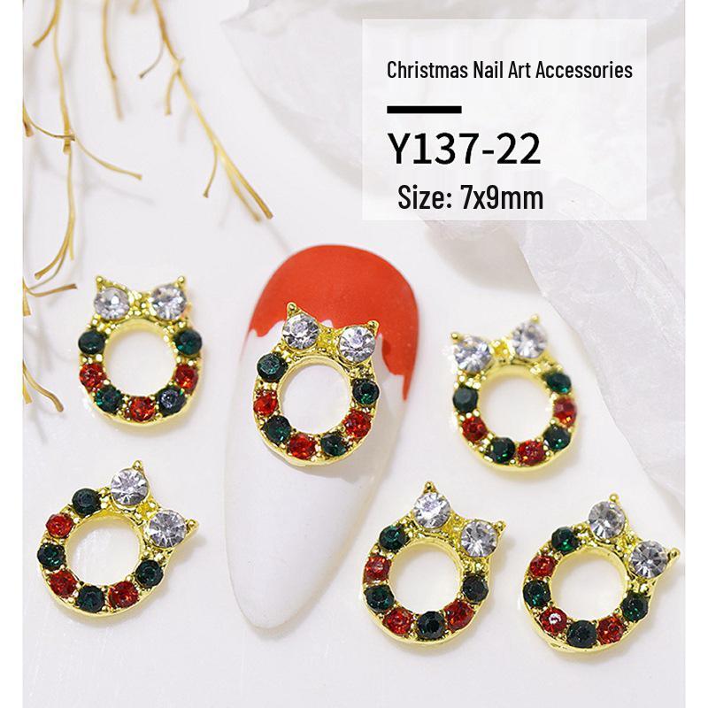 Christmas Alloy Nail Art Decor: Cartoon Santa, Bells, Reindeer, Snowflakes & Rhinestone Accessories