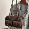 Women's Korean Retro Shoulder Bag Multifunctional Large Capacity Letter Handbag Fashionable Commuting Versatile Shoulder Bag Boston Bowling Bag