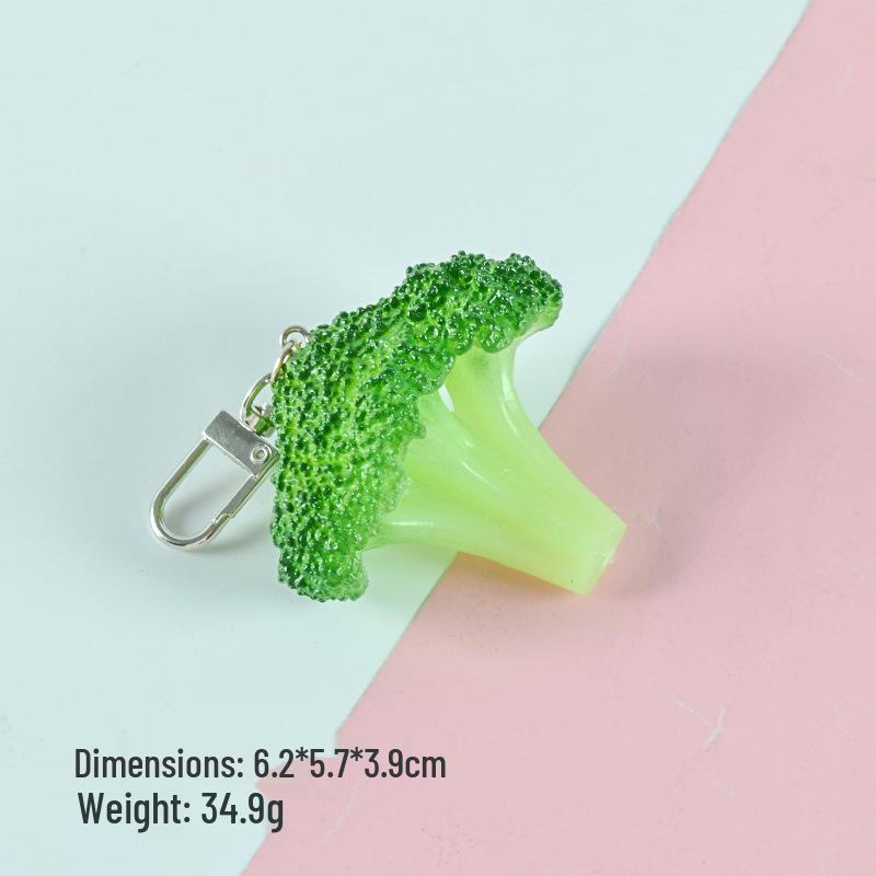 Vegetable Keychain Set: Chili, Broccoli, Garlic Food Pendants - Unique Bag Accessories