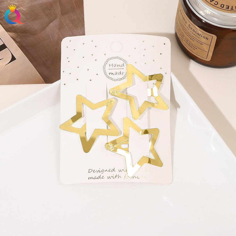 3/4pcs  Frosted Simple Hair Clips for Girls Star Oval Triangle Square Hair Clips Kids Snap Hair Clips Pentagram BB Clip