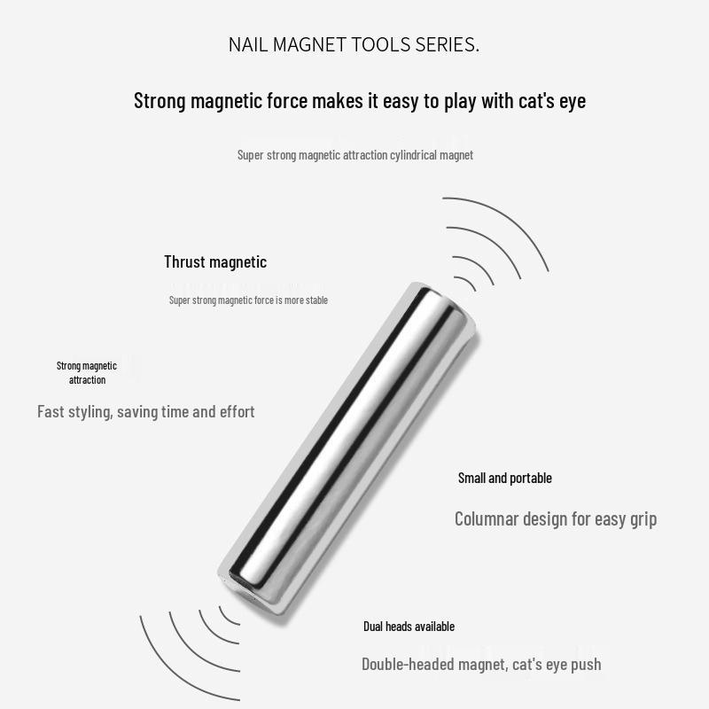 Verbessertes Cat Eye Press-On Nägel Set mit Magnetischem Stift und Blumen Design