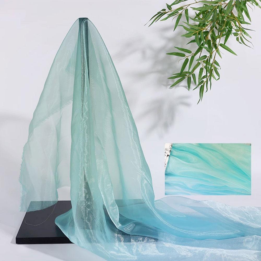 1 Yard/Width 140cm Organza Fabric Colorful Gradient Transparent Texture Voile Gauze Transition Color Mesh Fabric Designer Fabric