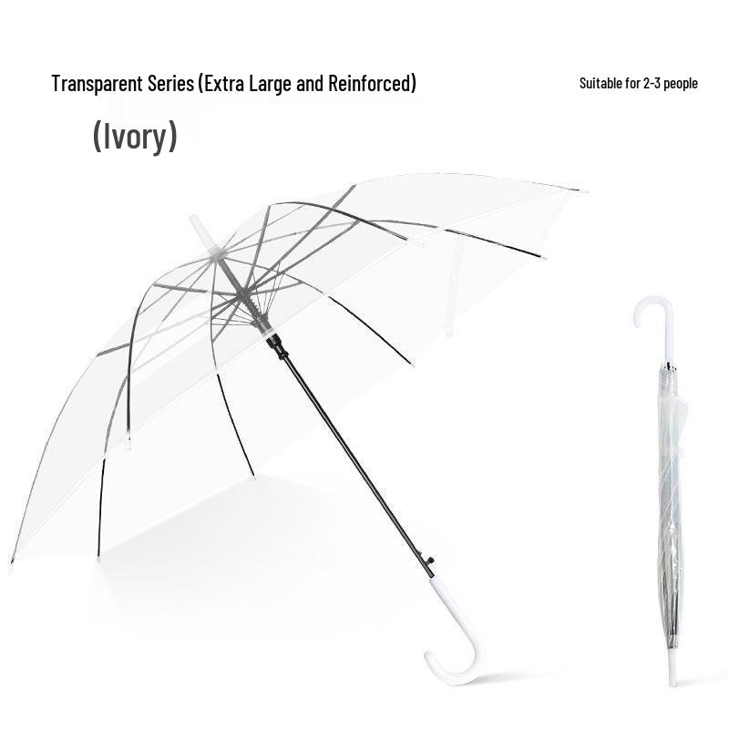 Extra Large Transparent Wind-Resistant Folding Umbrella with Long Handle - Korean Style for Two