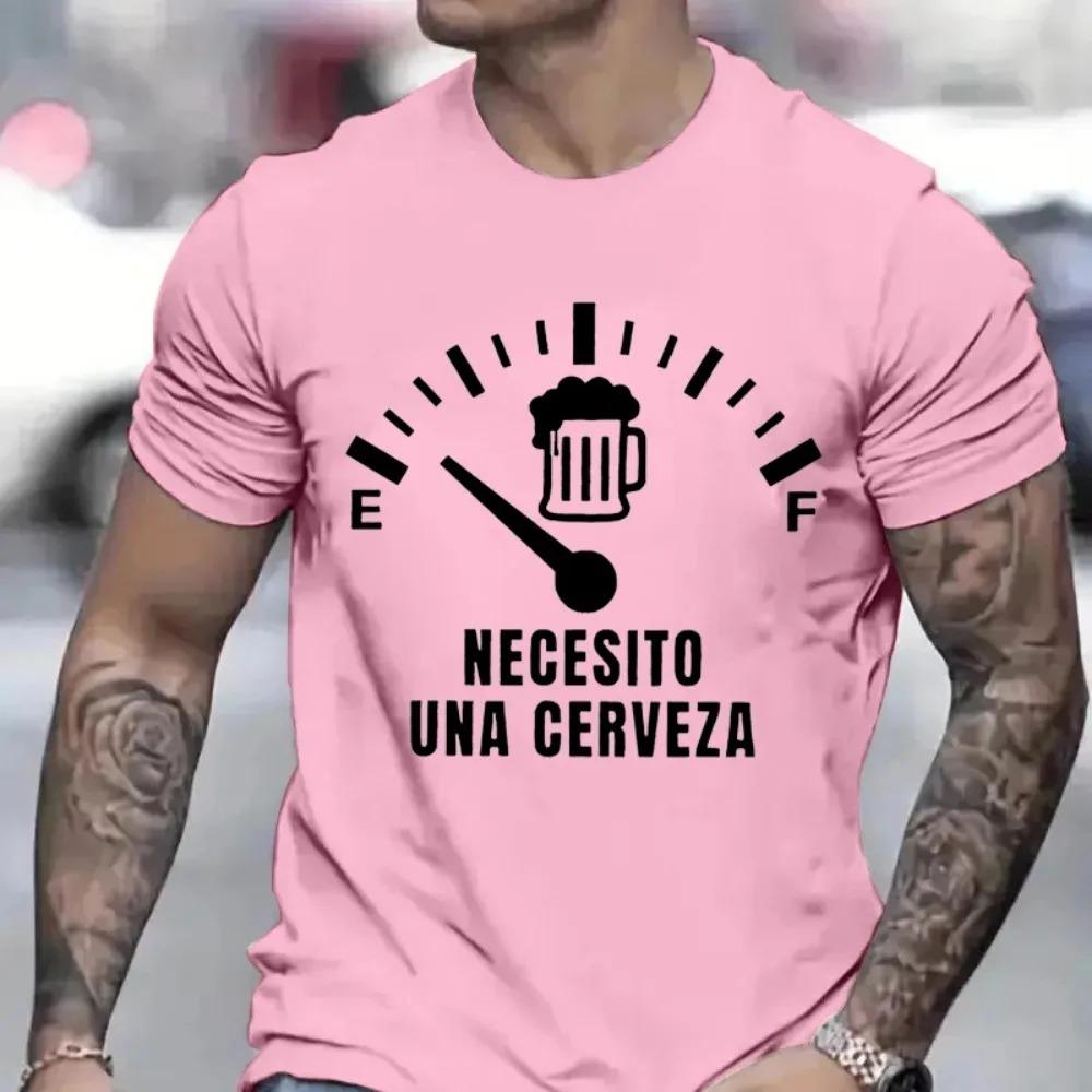 Men's Street T-shirt Necesito Una Cerveza Print Clothes Male Tops Tees Summer T Shirt Oversize Tee Shirt for Men Tshirt Clothing