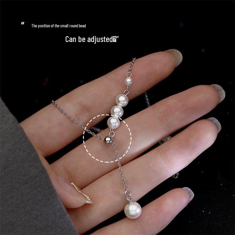 Women's S925 Sterling Silver Pearl Tassel Necklace - Elegant Luxury Clavicle Chain