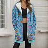 Women's Gradient Print Fashionable Loose Zipper Fleece Hoodie Jacket