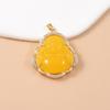 Mehrfarbiger Chalcedon Buddha Anhänger für Damen mit vergoldetem Kupfer und Diamant-Inlay an einer Schlüsselbein-Kette