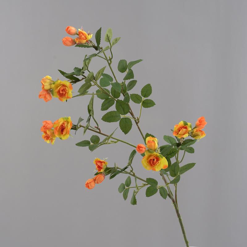 Букет роз Реалистичные шелковые розы Искусственные цветы Длинная ветка Цветочная композиция Для идей подарков Украшение вечеринки Обеденный стол жёлтый