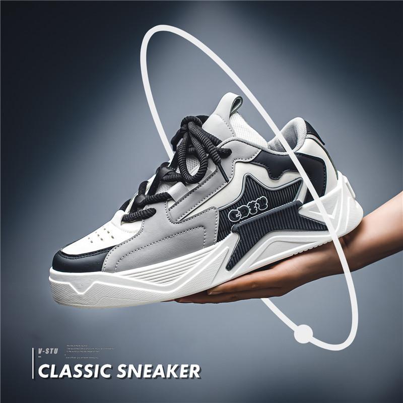 

Trendy brand men s shoes 2025 new spring and autumn Korean version versatile youth casual board shoes student platform sports white shoes 45 чёрный