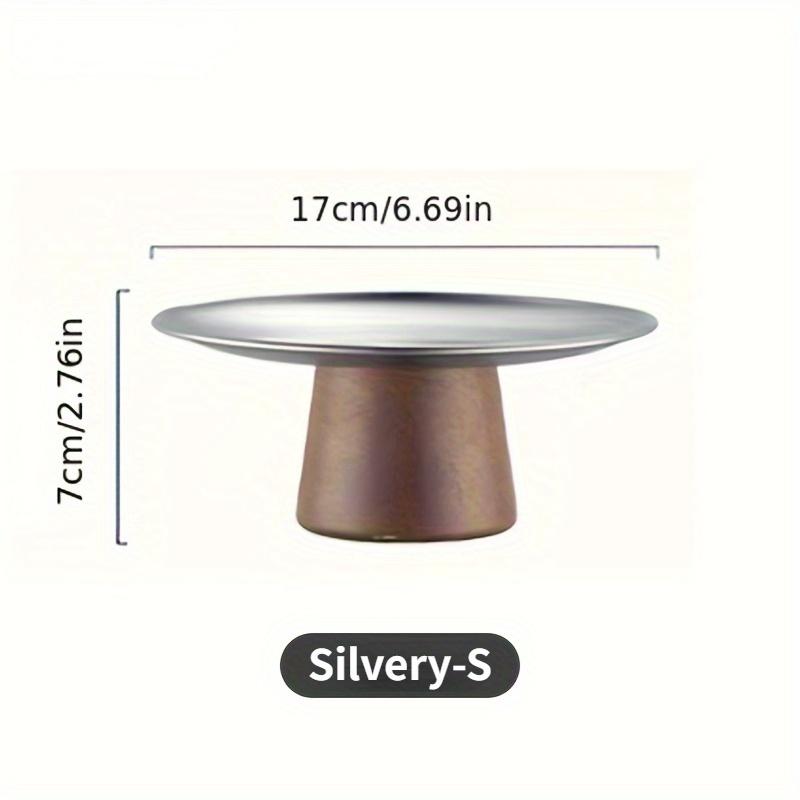 Stainless Steel Cake Tray Wooden Base Fruit Display Plate Dessert Plate Dining Table Home Decoration Ornaments