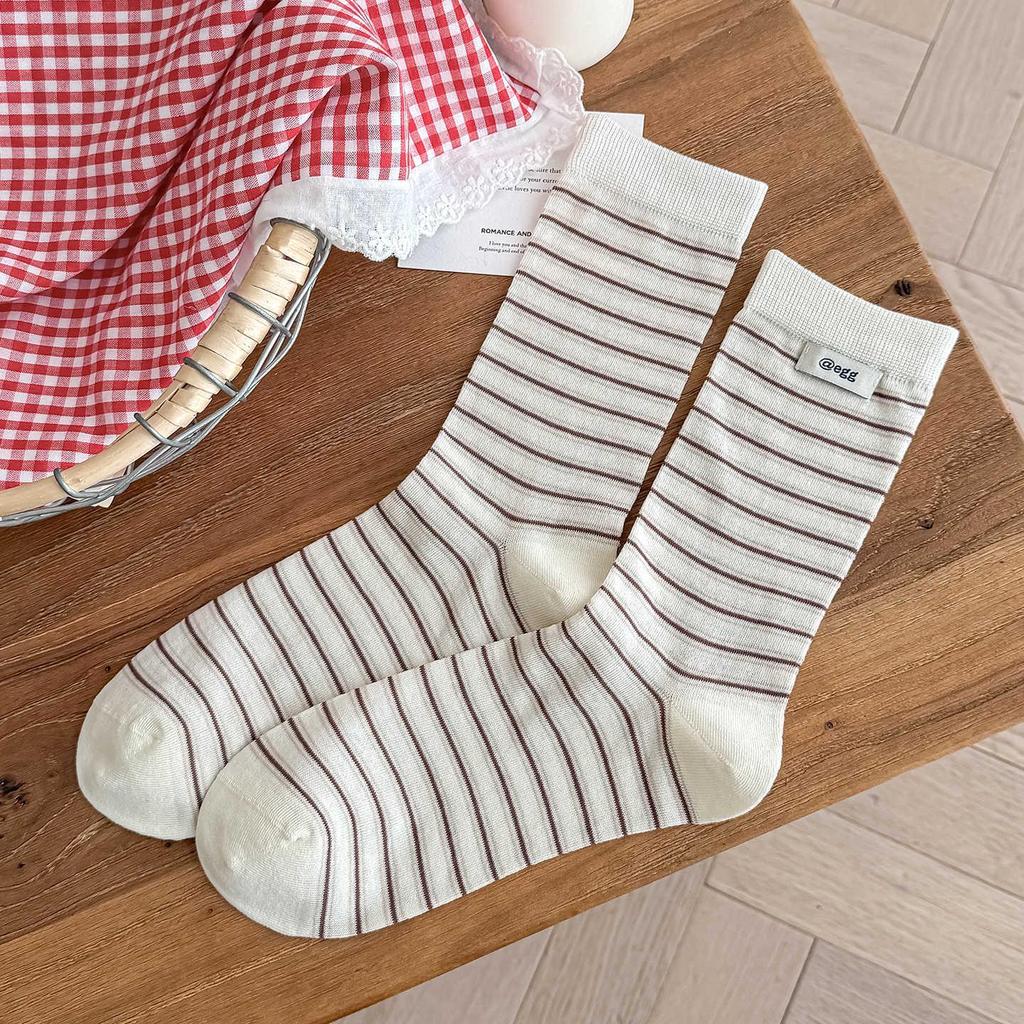 2026 New Mesh Floral Lace Women's Thin Striped Long Socks - Spring & Summer Korean Style