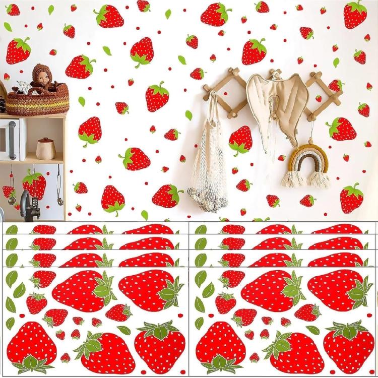 Erdbeer-Sticker Wasserdicht Klebend PVC Wandaufkleber Wiederverwendbar Fenster-Sticker Für Kinderzimmer Kindergärten Klassenzimmer Wand