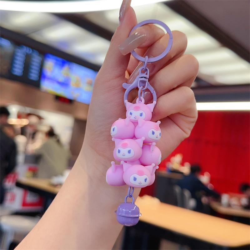 Cute Cartoon Anime Figure Kuromi Melody Ice Cream Cinnamoroll Pochacco Car Keychain Decoration Schoolbag Pendant Toy Gift