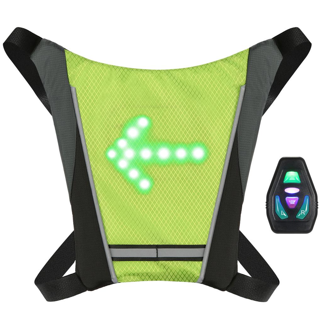 LED Turn Signal Bike Pack USB Rechargeable Reflective Vest Backpack with Direction Indicator Safety