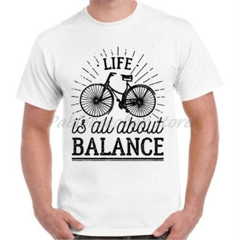 

Жизнь на велосипеде — это баланс Ретро футболка мужская белая футболка летняя футболка большого размера 4XL 5XL дропшиппинг S