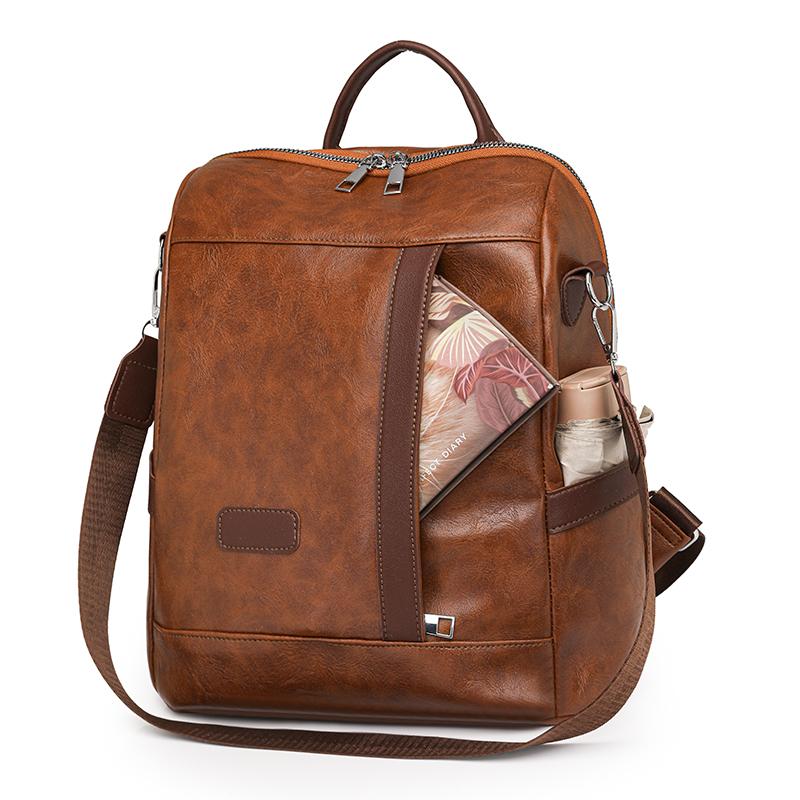 Weicher Lederrucksack Damen Große Kapazität Preppy Rucksack Verschleißfest Leichte Reisetasche