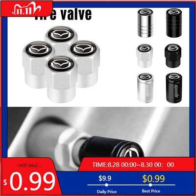 2025 Hot 4PCS Metal Car Tire Valve Cap Rod Sealing Air Cap Car Tire Accessories For Mazda 3 5 6 Axela CX5 CX3 CX4 CX30 CX9 Atenz
