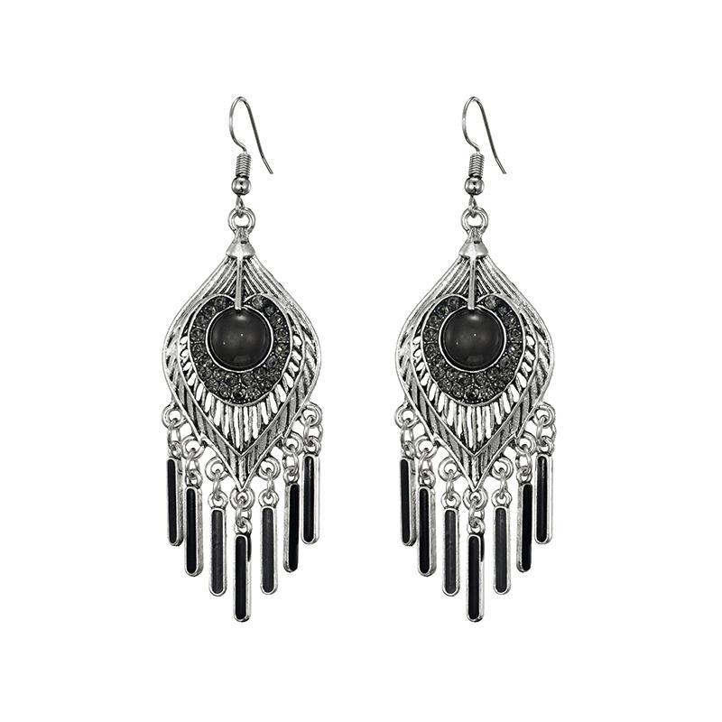 

Fashion Bohemian Drop Dangle Earrings For Women Crystal Geometric Ethnic Zircon Beads Enamel Vintage Boho Long Earrings Brincos серый