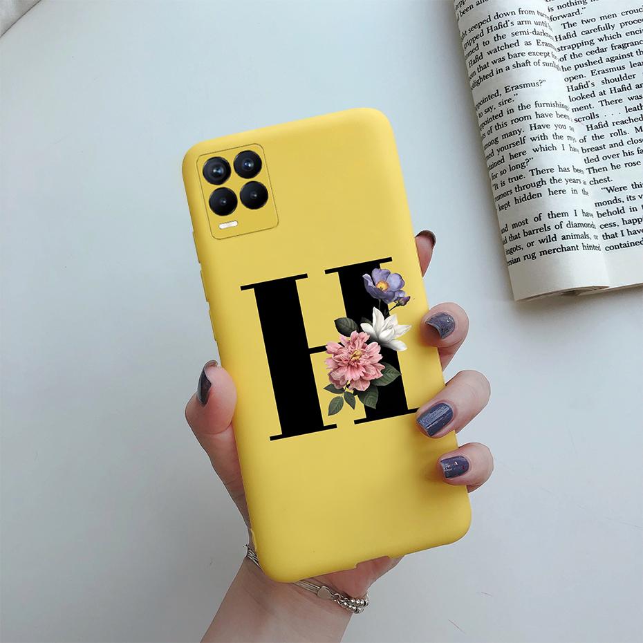 For Realme 8 Pro Case Silicon Soft Letter Monogram Flowers Phone back cover For Oppo Realme8 4G RMX3085 Realme 8 Pro Bumper Case