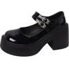 Round head heightened platform British style small leather shoes women's 2025 new autumn and winter French thick heel Mary Jane single shoes comfor