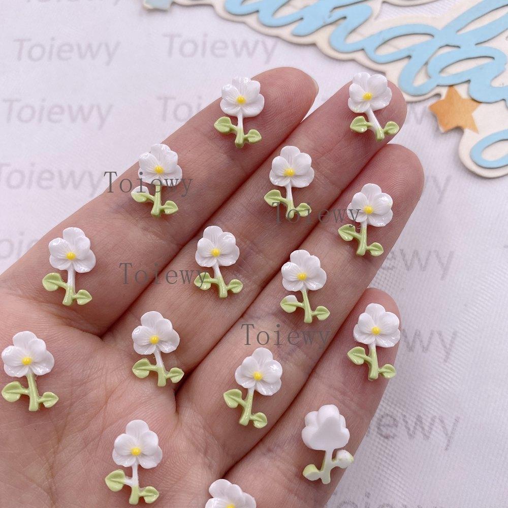 50pcs Resin Mini Colorful A Flower Flatback Stone Flower Figurines Nail Art DIY Wedding Scrapbook Jewelry Crafts Accessories