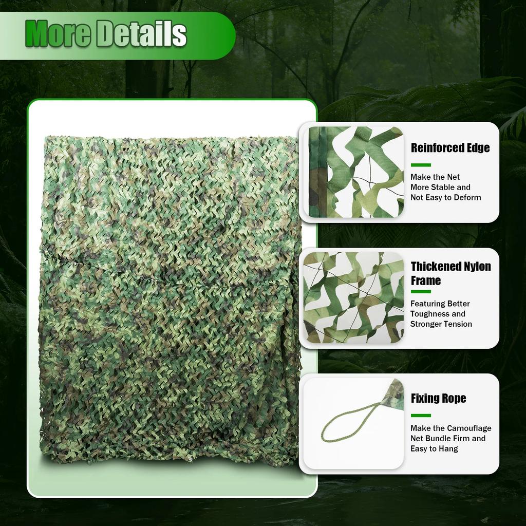 Lightweight & Foldable 8x8M Camouflage Net - Woodland Color for Hunting,Survival - Multi-Purpose Use for Cover,Decor,Photography