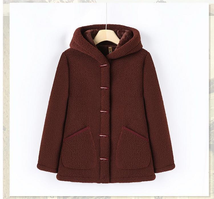 One-Piece Fashionable Winter Hooded Jacket for Middle-Aged and Elderly Women - Plus Velvet and Fleece Lined