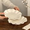 Creative Wave Flounce White Ceramic Dish Household 8 Inch Afternoon Cake Dessert Plates Nordic New Simple Light Luxury Tableware