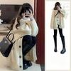 New Korean Cardigans for Women Loose Fit V Neck Knit Sweater Fashion Tops Coat Lazy Wind Knitwear
