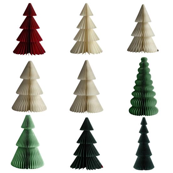 Papírový vánoční stromek 3D Voštinový papír Vánoční ozdoba Rustikální stolní středový díl pro kancelář Domov Školní dekorace