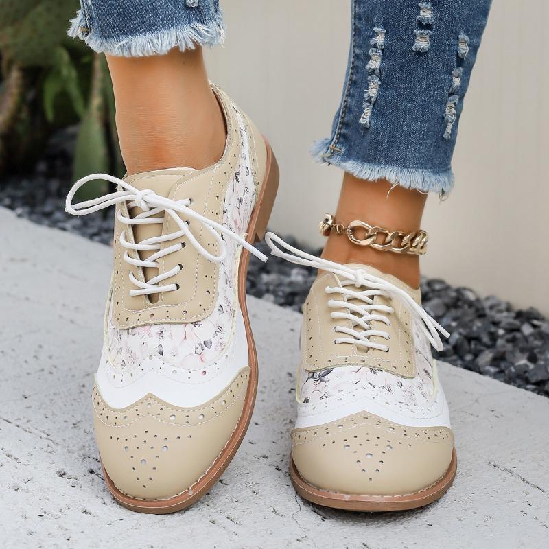 Damen Flats im Brogue-Stil in weiter Weite, Sommerliche Freizeit-Loafer, Modische atmungsaktive Schuhe für Damen