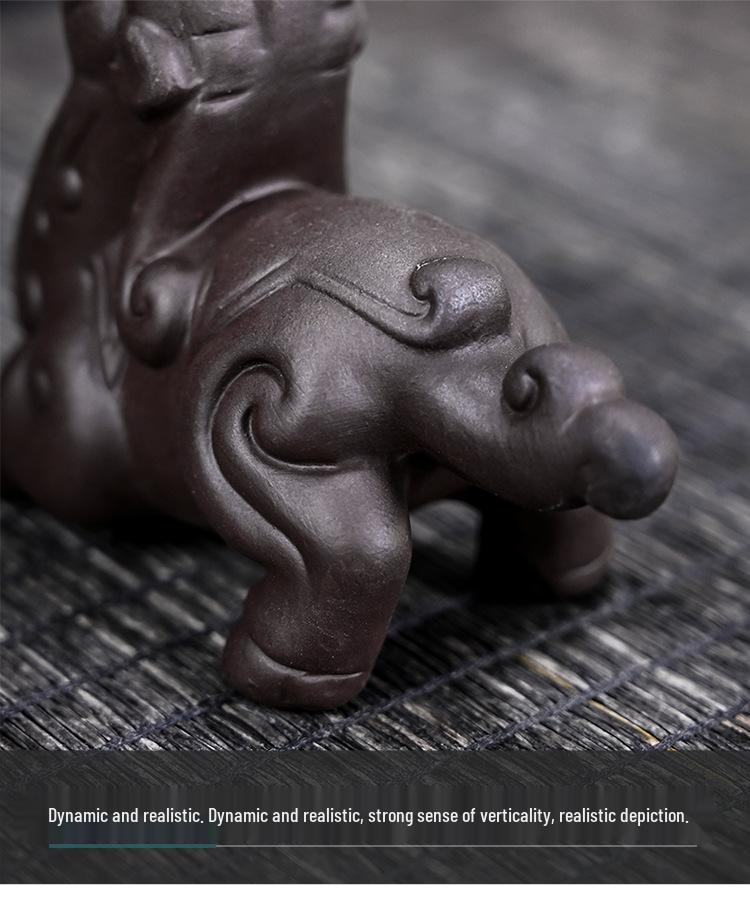Pixiu Purple Clay Tea Pet: Dragon's Nine Sons Tea Set Accessory for Wealth and Tea Ceremony Cultivation